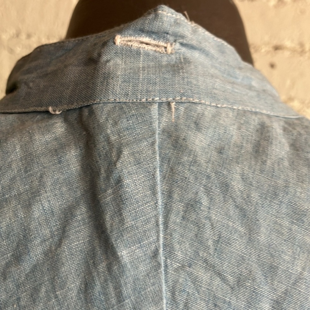 Dead stock antique blue cotton chambray long sleeve prairie dress size XS - Picture 16 of 16